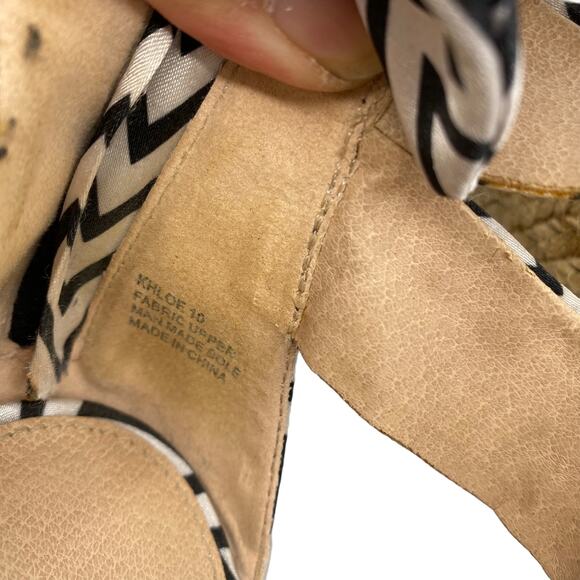 Zigi Soho Khloe Black & White Chevron Platform Sandals Size 10 Ankle Wrap Heels - Picture 11 of 12